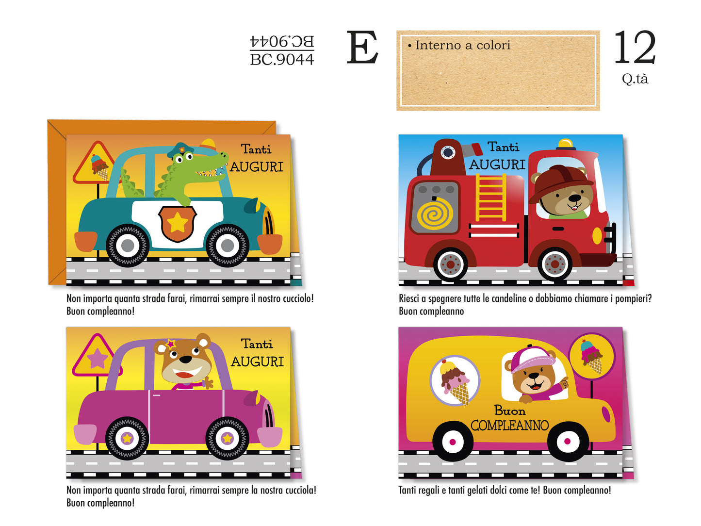 CROMO BC.9044 COMPLEANNO BAMBINI 12pz