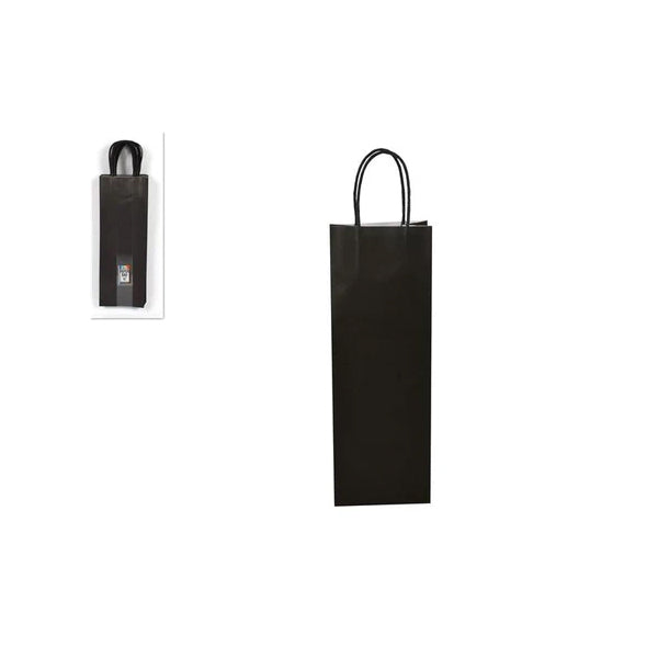 BUSTA REGALO CARTA NERA 36x8.5x12.5 FORM.BOTTIGLIA