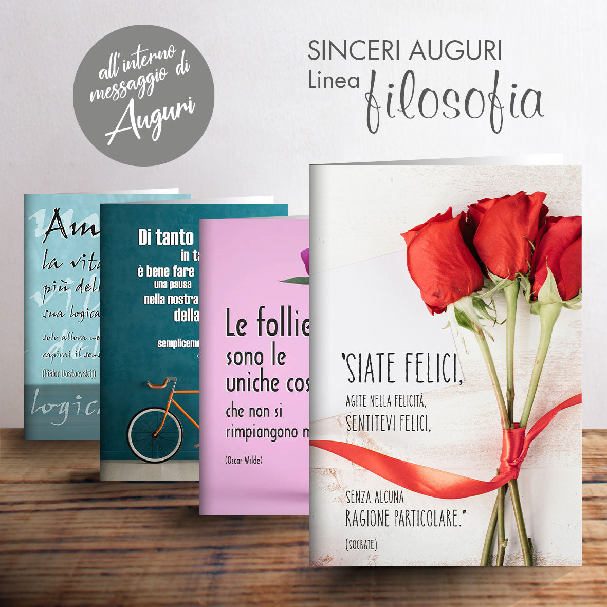 BIGLIETTI AGURALI SINCERI AUGURI SA1222A00 12pz 4 Soggetti