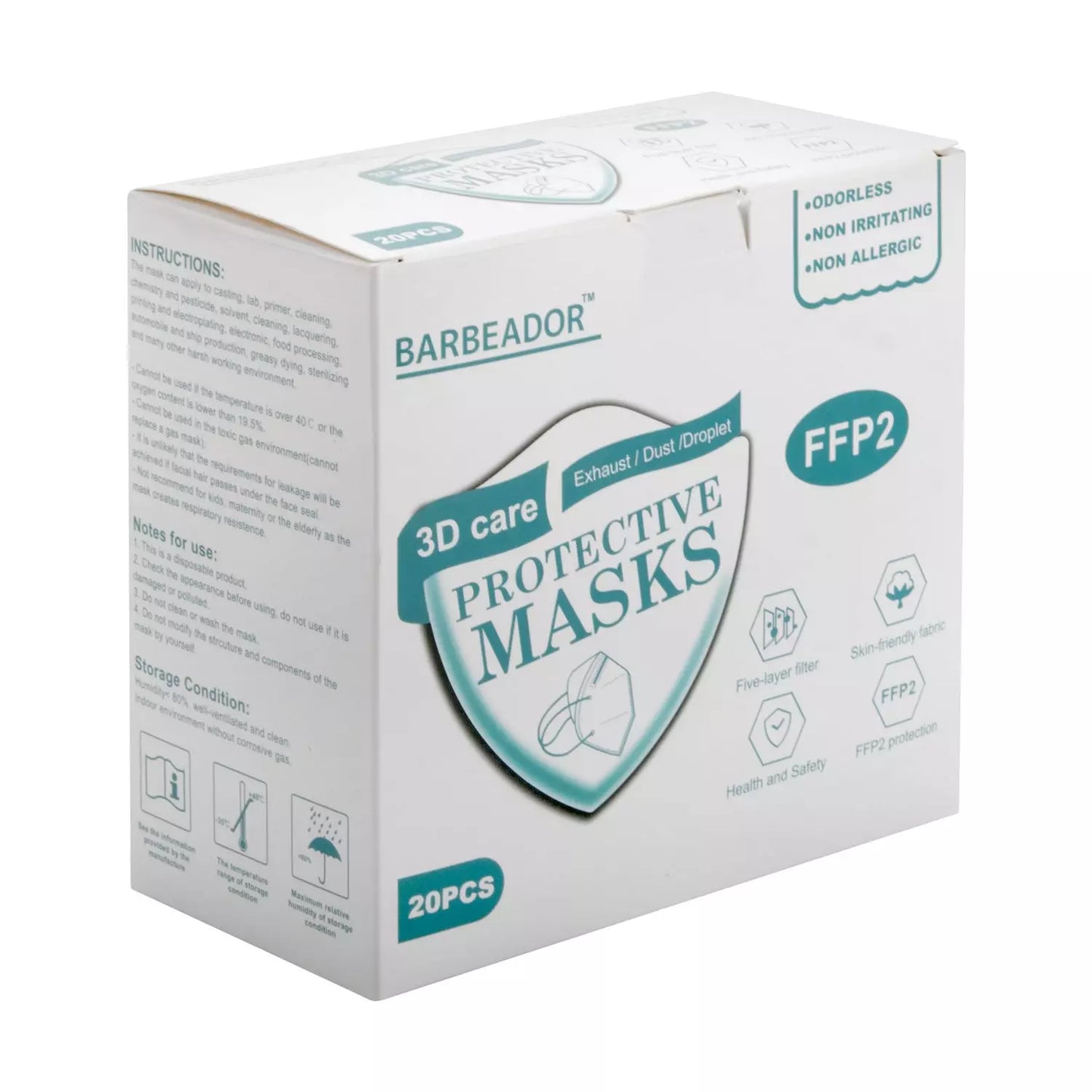 FFP2 WHITE/BLACK MASK 20pz - tobacconist