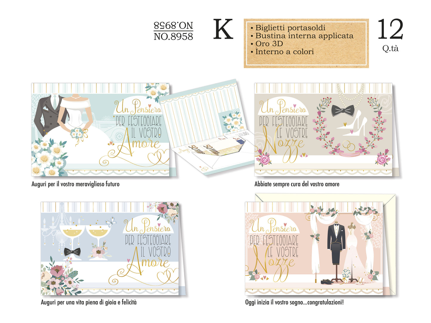 CROMO NO.8958 NOZZE PORTASOLDI 12pz