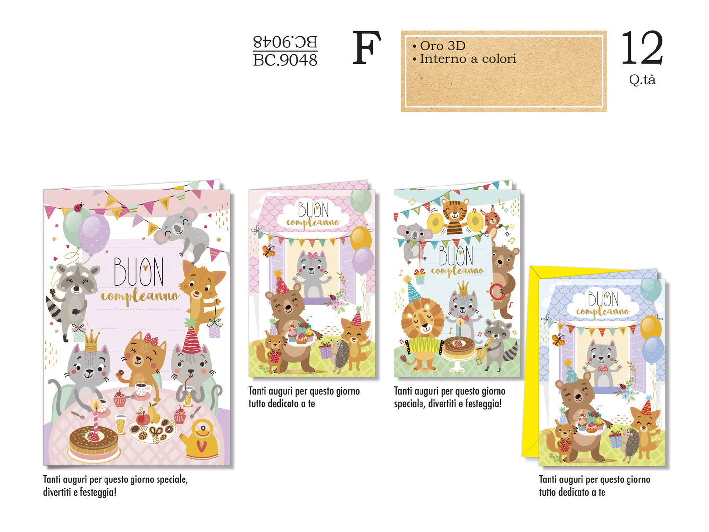 CROMO BC.9048 COMPLEANNO BAMBINI 12pz