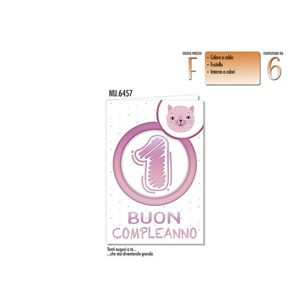 CROMO NU.6457 NUMERO 1 ANIMALETTI ROSA 6pz. - tobacconist