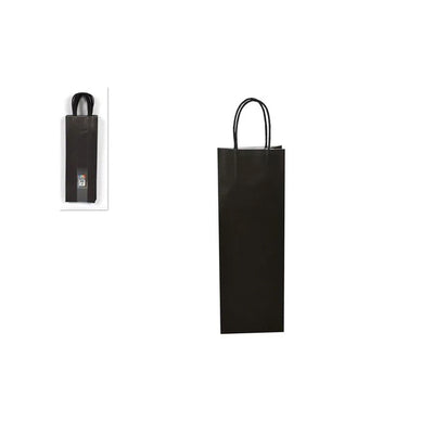 BUSTA REGALO CARTA NERA 36x8.5x12.5 FORM.BOTTIGLIA