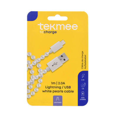 TEKMEE 1M USB LIGHTNING WHT PEARL 40430308 - tobacconist