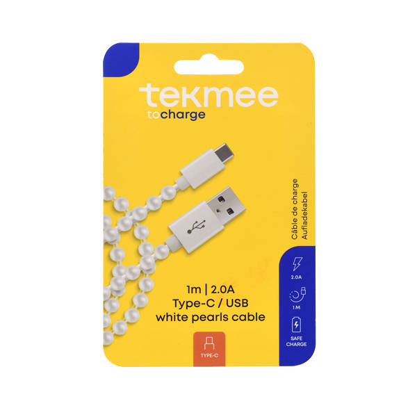 TEKMEE 1M USB TYPE-C WHT PEARL 40430309 - tobacconist