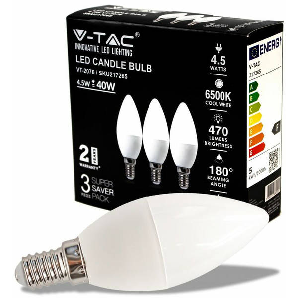 V-TAC LED 4,5W E14 3pz 6400K 7359-2156 - tobacconist